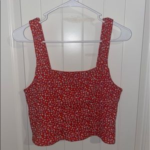 American Eagle Floral Ribbed Tank top